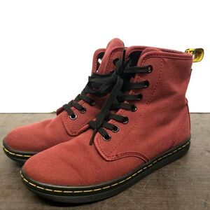 Dr. Martens Shoreditch Canvas Boots in Cherry Red - Size 6